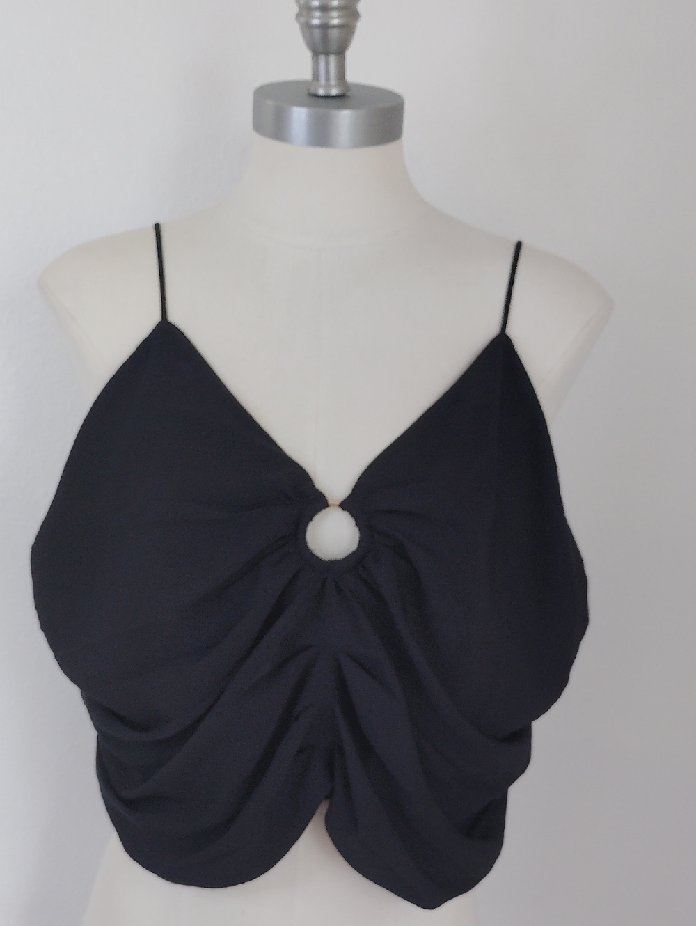 Abercrombie & Fitch Ring Ruched Smocked Cami Crop Top Sz XL Coquette Whimsigoth